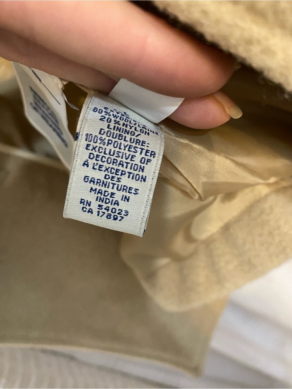 Old Navy Tan Italian Wool Blend Double-Breasted Pea Coat - Picture 5 of 10